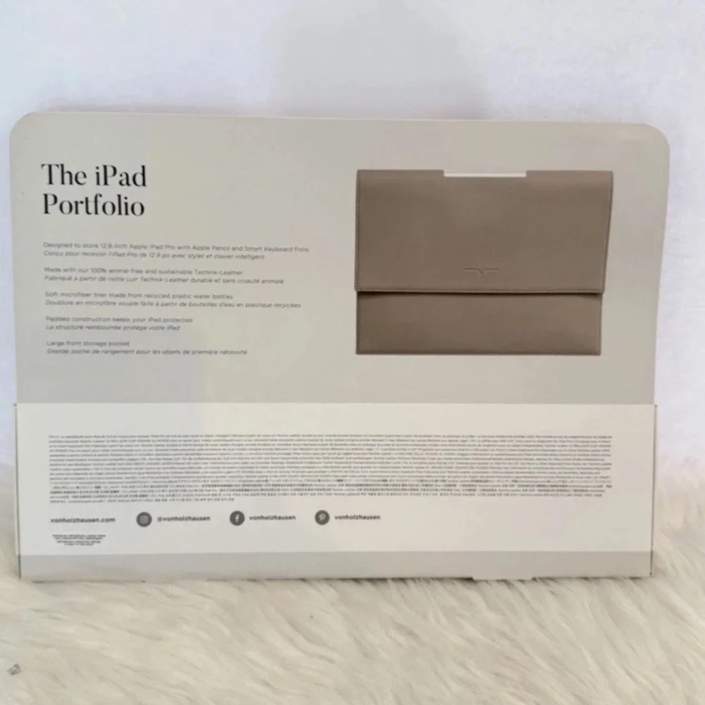 Von Holzhausen The iPad Portfolio Leather Reinvented Case 12.9 Inches Stone NWT